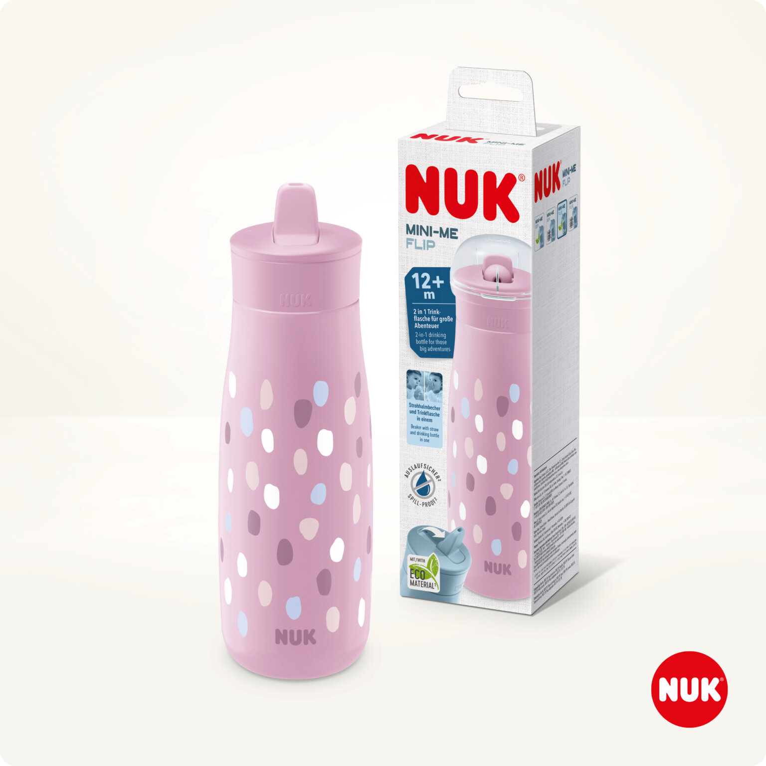 NUK - MINI-ME FLIP Πλαστικό Παιδικό Παγούρι 12m+ (ροζ) - 450ml 10225327